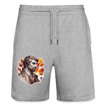 Autumnal / Man / Forest / Portrait / Guy - Stanley/Stella Trainer Unisex Organic Jogging Shorts - heather grey - Front - Nik (191cm) & Marisol (170cm)