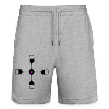 Wein Rotwein Glas - Stanley/Stella Unisex Bio Joggingshorts Trainer  - Grau meliert - Vorne - Nik (191cm) & Marisol (170cm)