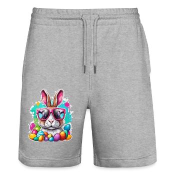 Easter Bunny / Easter / Eggs / Holidays / Easter - Stanley/Stella Trainer Unisex Organic Jogging Shorts - heather grey - Front - Nik (191cm) & Marisol (170cm)
