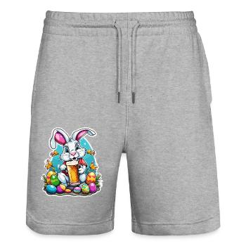 Easter Bunny / Easter / Eggs / Holidays / Easter - Stanley/Stella Trainer Unisex Organic Jogging Shorts - heather grey - Front - Nik (191cm) & Marisol (170cm)