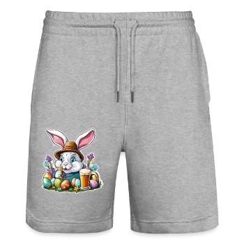 Easter Bunny / Easter / Eggs / Holidays / Easter - Stanley/Stella Trainer Unisex Organic Jogging Shorts - heather grey - Front - Nik (191cm) & Marisol (170cm)