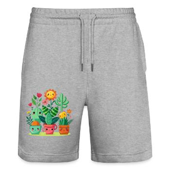 Amis des plantes - Short de jogging bio TRAINER Stanley/Stella unisexe - gris chiné - Devant - Nik (191cm) & Marisol (170cm)