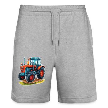 Traktor / Landwirtschaft / Bauer / Feldarbeit - Stanley/Stella Unisex Bio Joggingshorts Trainer  - Grau meliert - Vorne - Nik (191cm) & Marisol (170cm)