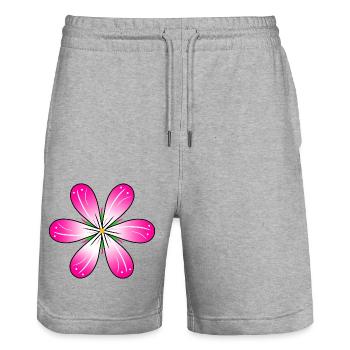 pink blossom floral pattern floral tendril flower meadow - Stanley/Stella Trainer Unisex Organic Jogging Shorts - heather grey - Front - Nik (191cm) & Marisol (170cm)