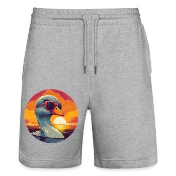 Coole Ente Sonnenbrille Wasser Sonnenuntergang - Stanley/Stella Unisex Bio Joggingshorts Trainer  - Grau meliert - Vorne - Nik (191cm) & Marisol (170cm)