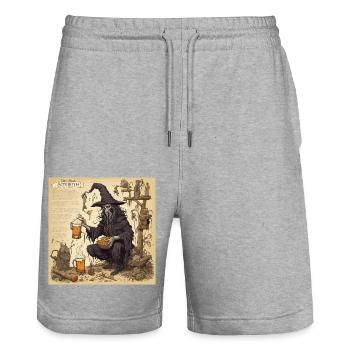 Hexenhandbuch / Zauberbuch / Halloween / Herbst - Stanley/Stella Unisex Bio Joggingshorts Trainer  - Grau meliert - Vorne - Nik (191cm) & Marisol (170cm)