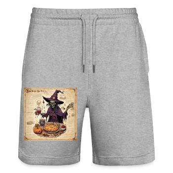 Hexenhandbuch / Zauberbuch / Halloween / Herbst - Stanley/Stella Unisex Bio Joggingshorts Trainer  - Grau meliert - Vorne - Nik (191cm) & Marisol (170cm)