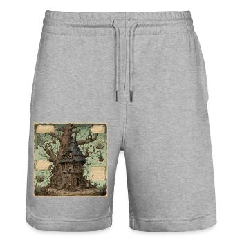 Hexenhandbuch / Zauberbuch / Halloween / Herbst - Stanley/Stella Unisex Bio Joggingshorts Trainer  - Grau meliert - Vorne - Nik (191cm) & Marisol (170cm)