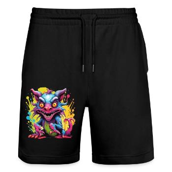 Chupacabra / Sucking Creature / Monster /Spain - Stanley/Stella Trainer Unisex Organic Jogging Shorts - black - Front - Nik (191cm) & Marisol (170cm)