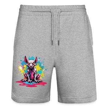 Chupacabra / Créature suceuse / Monstre /Espagne - Short de jogging bio TRAINER Stanley/Stella unisexe - gris chiné - Devant - Nik (191cm) & Marisol (170cm)