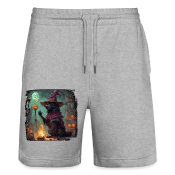 Hexenhandbuch / Zauberbuch / Halloween / Herbst - Stanley/Stella Unisex Bio Joggingshorts Trainer  - Grau meliert - Vorne - Nik (191cm) & Marisol (170cm)