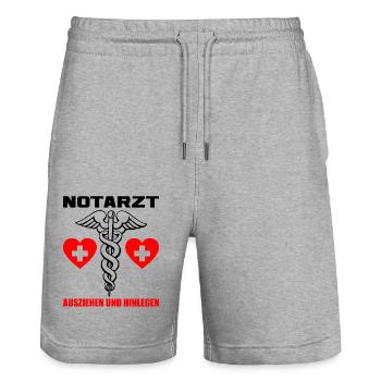 Carnaval Carnaval Carnaval Costume de médecin d’urgence - Short de jogging bio TRAINER Stanley/Stella unisexe - gris chiné - Devant - Nik (191cm) & Marisol (170cm)