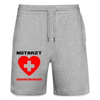 Carnaval Carnaval Carnaval Costume de médecin d’urgence - Short de jogging bio TRAINER Stanley/Stella unisexe - gris chiné - Devant - Nik (191cm) & Marisol (170cm)