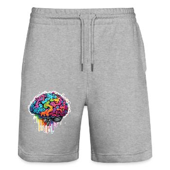 Gehirn / Wissen / Intelligenz / klug / Denken - Stanley/Stella Unisex Bio Joggingshorts Trainer  - Grau meliert - Vorne - Nik (191cm) & Marisol (170cm)