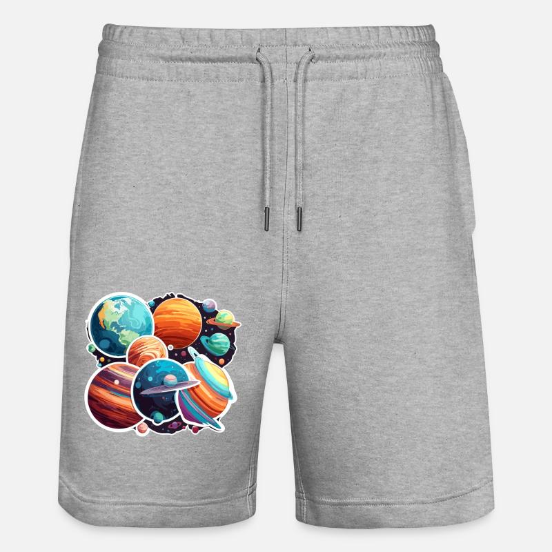 Planètes / Système solaire / Espace / Galaxie - Short de jogging bio TRAINER Stanley/Stella unisexe - gris chiné