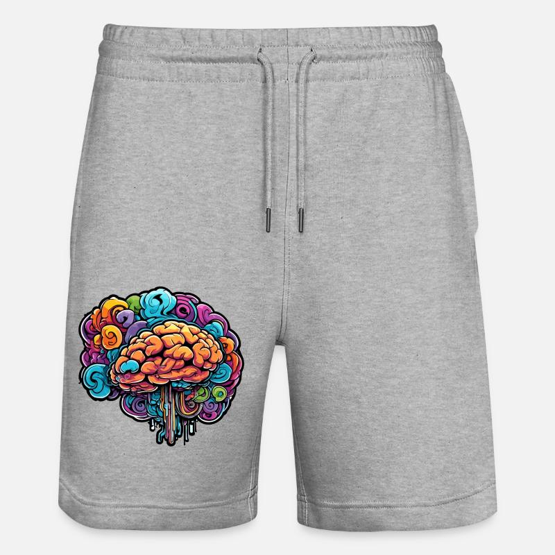 Brain / Knowledge / Intelligence / Clever / Thinking - Stanley/Stella Trainer Unisex Organic Jogging Shorts - heather grey