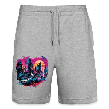 Apocalypse / Weltuntergang / Zerstörung / Anarchie - Stanley/Stella Unisex Bio Joggingshorts Trainer  - Grau meliert - Vorne - Nik (191cm) & Marisol (170cm)