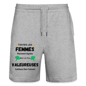 Péteuse cadeau drôle lâcher des caisses - Short de jogging bio TRAINER Stanley/Stella unisexe - gris chiné - Devant - Nik (191cm) & Marisol (170cm)