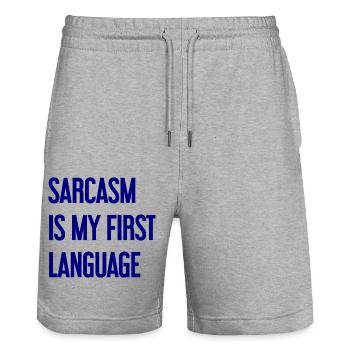 Sarkasmus-Profi - Stanley/Stella Unisex Bio Joggingshorts Trainer  - Grau meliert - Vorne - Nik (191cm) & Marisol (170cm)