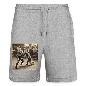 Raccoon / Animal / Photo / Wild / Funny / Robber - Stanley/Stella Trainer Unisex Organic Jogging Shorts - heather grey - Front - Nik (191cm) & Marisol (170cm)