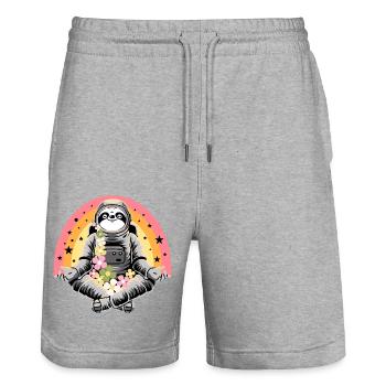 Faultier macht Yoga - Stanley/Stella Unisex Bio Joggingshorts Trainer  - Grau meliert - Vorne - Nik (191cm) & Marisol (170cm)