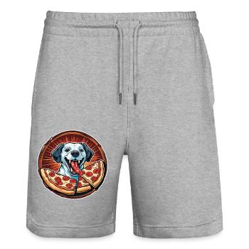 Pizza / Fast Food / Italienisch / Margherita - Stanley/Stella Unisex Bio Joggingshorts Trainer  - Grau meliert - Vorne - Nik (191cm) & Marisol (170cm)
