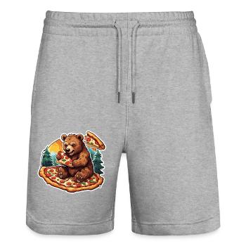 Pizza / Fast Food / Italienisch / Margherita - Stanley/Stella Unisex Bio Joggingshorts Trainer  - Grau meliert - Vorne - Nik (191cm) & Marisol (170cm)