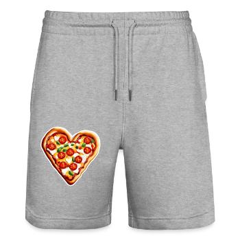 Pizza / Fast Food / Italienisch / Margherita - Stanley/Stella Unisex Bio Joggingshorts Trainer  - Grau meliert - Vorne - Nik (191cm) & Marisol (170cm)