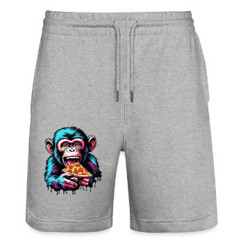 Pizza / Fast Food / Italienisch / Margherita - Stanley/Stella Unisex Bio Joggingshorts Trainer  - Grau meliert - Vorne - Nik (191cm) & Marisol (170cm)