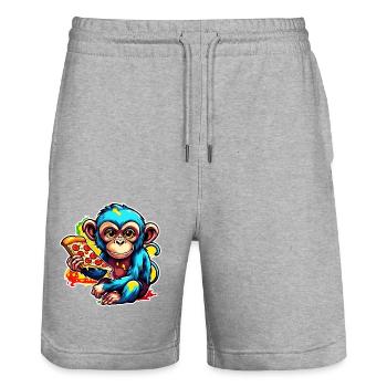 Pizza / Fast Food / Italienisch / Margherita - Stanley/Stella Unisex Bio Joggingshorts Trainer  - Grau meliert - Vorne - Nik (191cm) & Marisol (170cm)