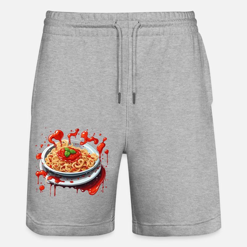 Spaghetti / Pâtes / Pâtes / Italie / Pizzeria - Short de jogging bio TRAINER Stanley/Stella unisexe - gris chiné
