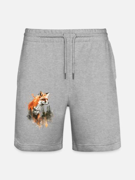 Aquarell Fuchs, Fuchs - Stanley/Stella Unisex Bio Joggingshorts Trainer - Grau meliert