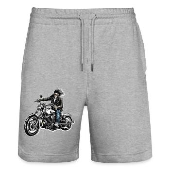 Logo moto / Moto / Deux-roues / Véhicule / Moteurs - Short de jogging bio TRAINER Stanley/Stella unisexe - gris chiné - Devant - Nik (191cm) & Marisol (170cm)