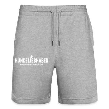 Hundeliebhaber nicht Therapiebar aber glücklich - Stanley/Stella Unisex Bio Joggingshorts Trainer  - Grau meliert - Vorne - Nik (191cm) & Marisol (170cm)
