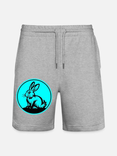 Bunny Easter Symbol - Stanley/Stella Trainer Unisex Organic Jogging Shorts - heather grey