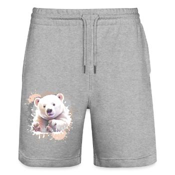 Eisbär, Bär, Babyeisbär,beige - Stanley/Stella Unisex Bio Joggingshorts Trainer  - Grau meliert - Vorne - Nik (191cm) & Marisol (170cm)