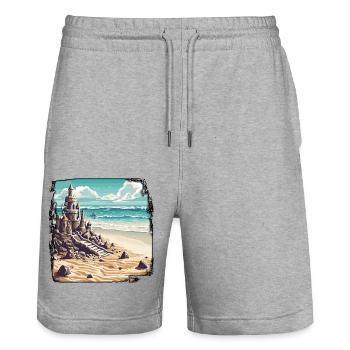 Sandburg / bauen / spielen / Schloss / Urlaub - Stanley/Stella Unisex Bio Joggingshorts Trainer  - Grau meliert - Vorne - Nik (191cm) & Marisol (170cm)