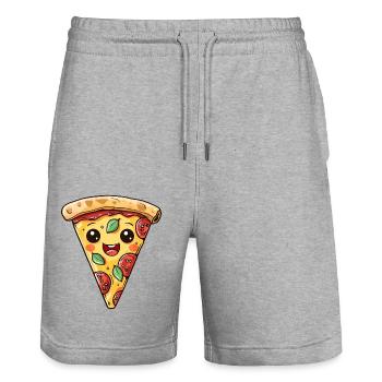 DRÔLE DE VISAGE DE PIZZA AMATEUR DE RESTAURATION RAPIDE - Short de jogging bio TRAINER Stanley/Stella unisexe - gris chiné - Devant - Nik (191cm) & Marisol (170cm)