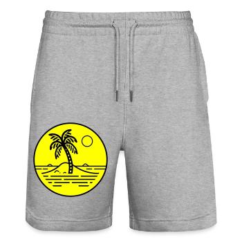 Palm Trees Island Symbol Beach - Stanley/Stella Trainer Unisex Organic Jogging Shorts - heather grey - Front - Nik (191cm) & Marisol (170cm)
