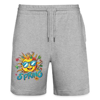 Printemps Printemps Fleurs De Soleil - Short de jogging bio TRAINER Stanley/Stella unisexe - gris chiné - Devant - Nik (191cm) & Marisol (170cm)