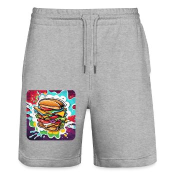 Sandwich / Belegtes Brot / Essen / Lebensmittel - Stanley/Stella Unisex Bio Joggingshorts Trainer  - Grau meliert - Vorne - Nik (191cm) & Marisol (170cm)