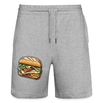 Sandwich / Belegtes Brot / Essen / Lebensmittel - Stanley/Stella Unisex Bio Joggingshorts Trainer  - Grau meliert - Vorne - Nik (191cm) & Marisol (170cm)