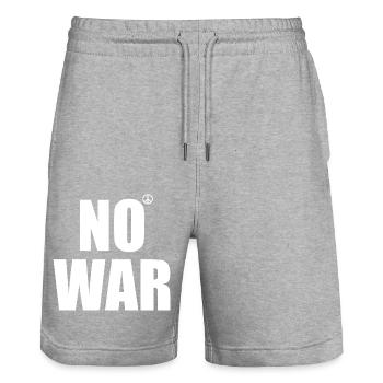 No war - Short de jogging bio TRAINER Stanley/Stella unisexe - gris chiné - Devant - Nik (191cm) & Marisol (170cm)