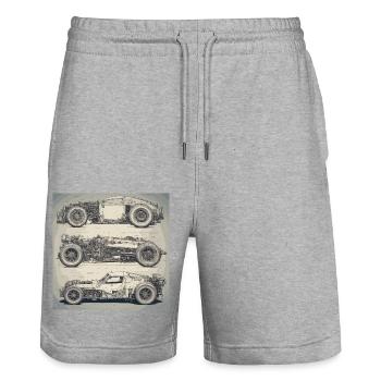 Bauplan / Sepia / Vintage / Retro / Roboter - Stanley/Stella Unisex Bio Joggingshorts Trainer  - Grau meliert - Vorne - Nik (191cm) & Marisol (170cm)