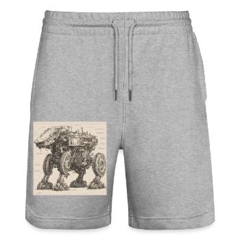 Bauplan / Sepia / Vintage / Retro / Roboter - Stanley/Stella Unisex Bio Joggingshorts Trainer  - Grau meliert - Vorne - Nik (191cm) & Marisol (170cm)