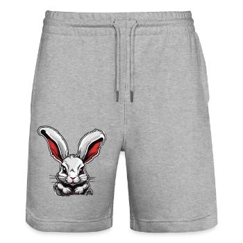 Easter Bunny / Easter / Eggs / Holidays / Easter - Stanley/Stella Trainer Unisex Organic Jogging Shorts - heather grey - Front - Nik (191cm) & Marisol (170cm)