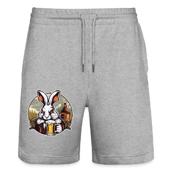 Osterhase / Ostern / Eier / Feiertage / Osterfest - Stanley/Stella Unisex Bio Joggingshorts Trainer  - Grau meliert - Vorne - Nik (191cm) & Marisol (170cm)