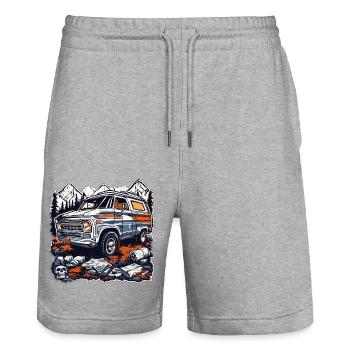 Camping-car / Camping-car / camping / Roadtrip / Voyage - Short de jogging bio TRAINER Stanley/Stella unisexe - gris chiné - Devant - Nik (191cm) & Marisol (170cm)