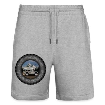 MY CASTLE HAS WEEHLS - Stanley/Stella Trainer Unisex Organic Jogging Shorts - heather grey - Front - Nik (191cm) & Marisol (170cm)