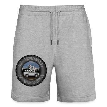 TO TRAVEL IS TO LIVE - Stanley/Stella Trainer Unisex Organic Jogging Shorts - heather grey - Front - Nik (191cm) & Marisol (170cm)